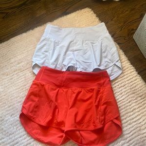 4 inch lulu shorts barely worn blue and coral!